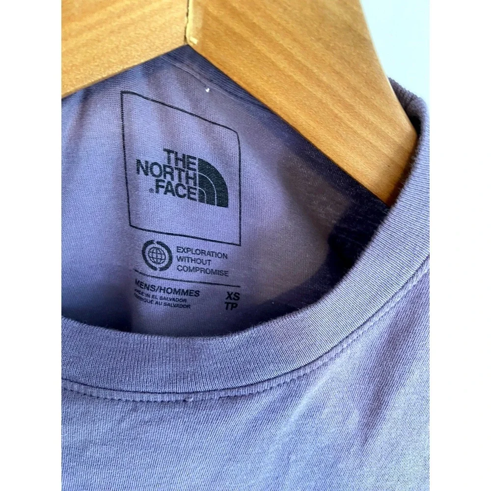 The North Face Mens XS Purple Long Sleeve Floral Box Logo Graphic‎ T-Shirt